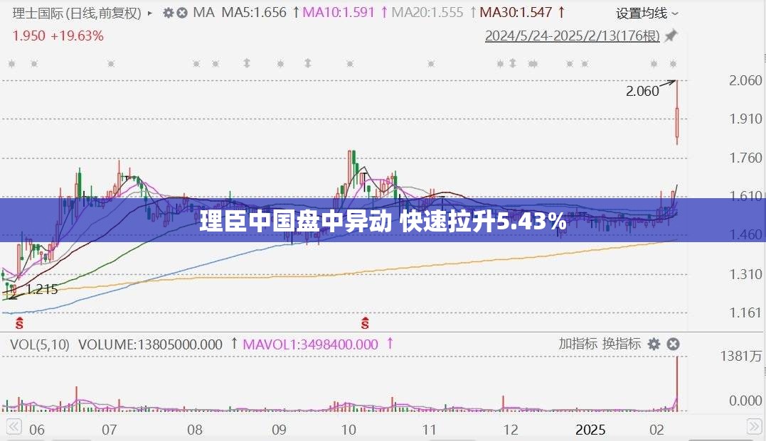 理臣中国盘中异动 快速拉升5.43%