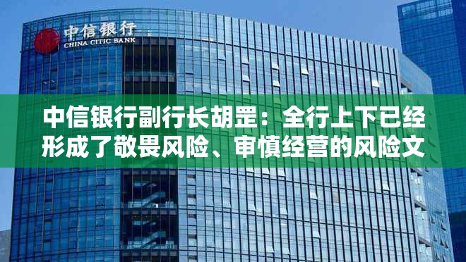中信银行副行长胡罡：全行上下已经形成了敬畏风险、审慎经营的风险文化
