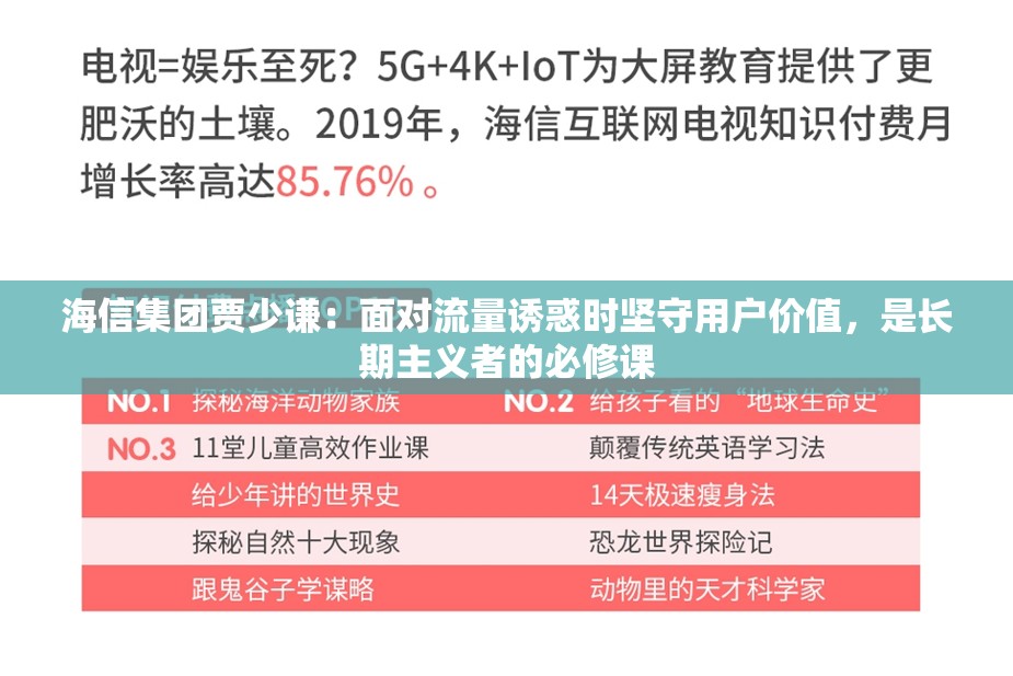 海信集团贾少谦：面对流量诱惑时坚守用户价值，是长期主义者的必修课
