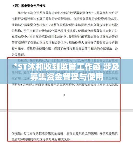 *ST沐邦收到监管工作函 涉及募集资金管理与使用