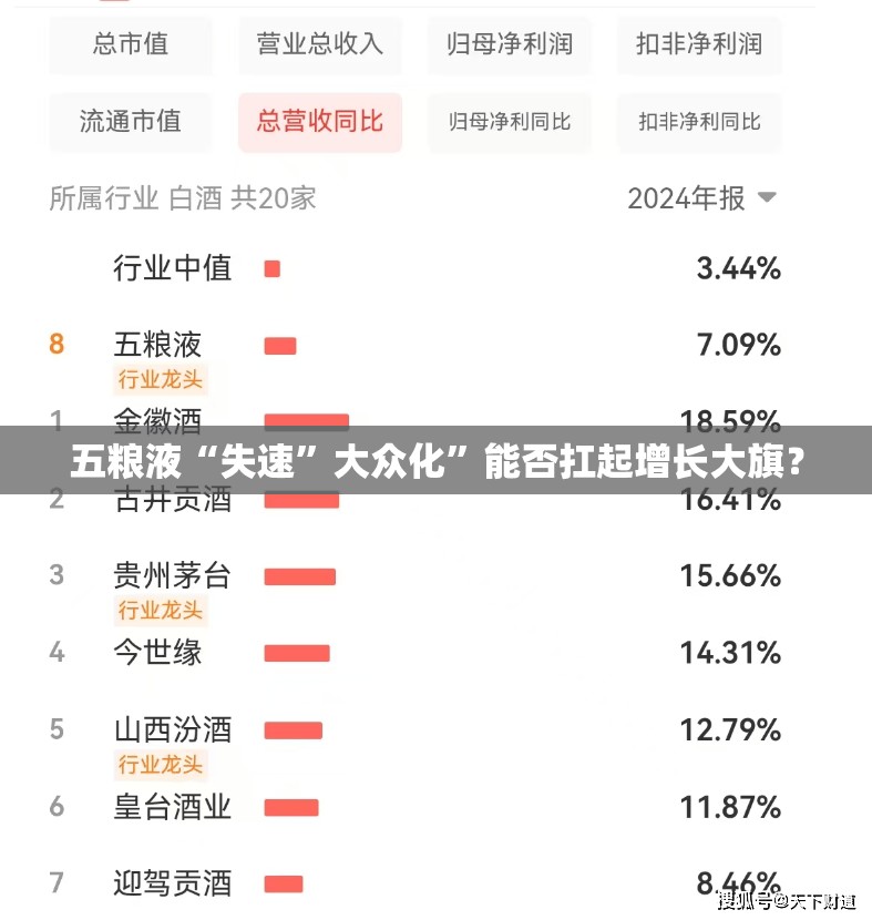五粮液“失速”大众化”能否扛起增长大旗？