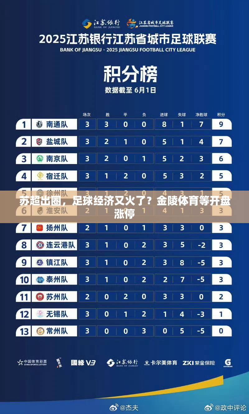苏超出圈，足球经济又火了？金陵体育等开盘涨停